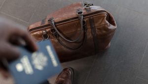 Kofer i pasoš poslovnog čoveka